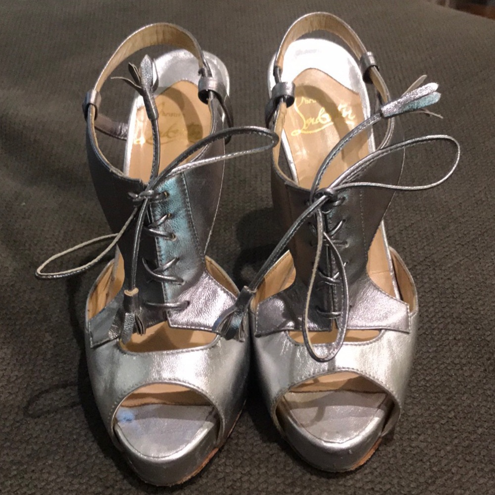 Christian Louboutin silver heels size 38